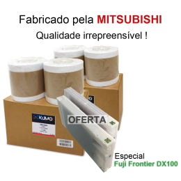 Oferta especial FUJI DX100 - 2 cx Paper Lustre 15.2cm 4 rolls + 2 tinteiros de 200ml